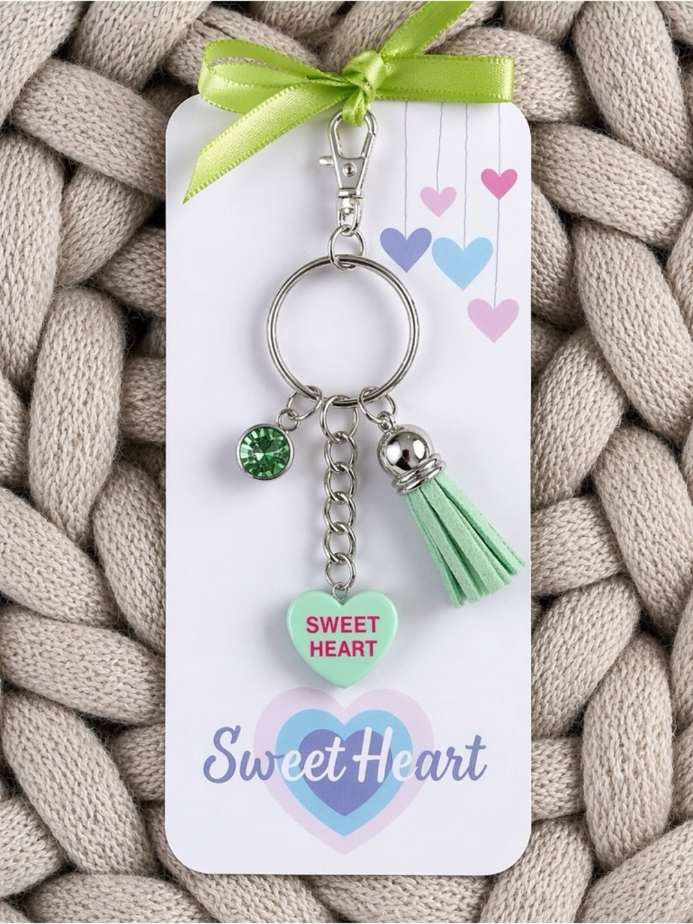 New Handmade Green “Sweet Heart” Keychain